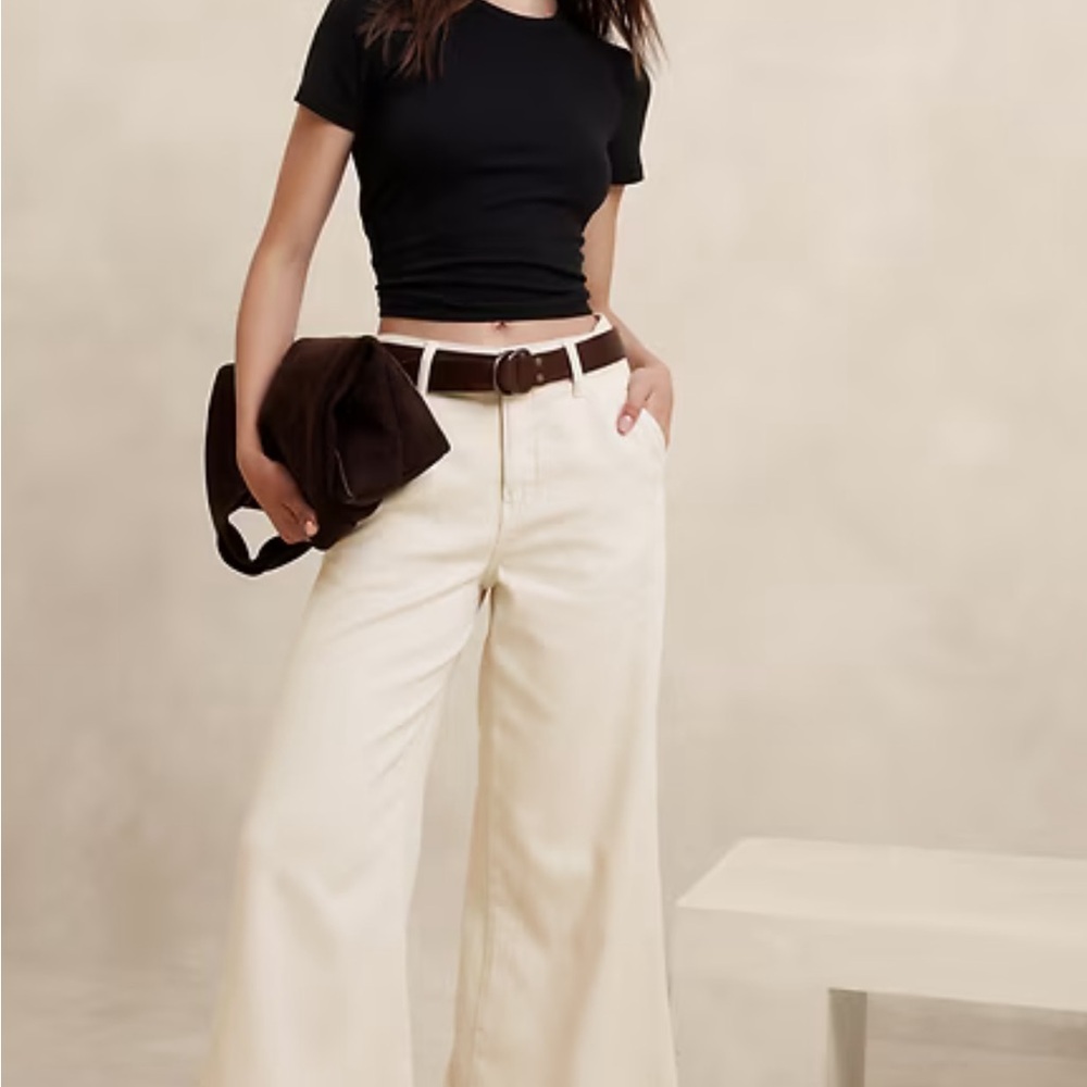 Banana Republic ultra high rise wide leg Light Beige Trousers